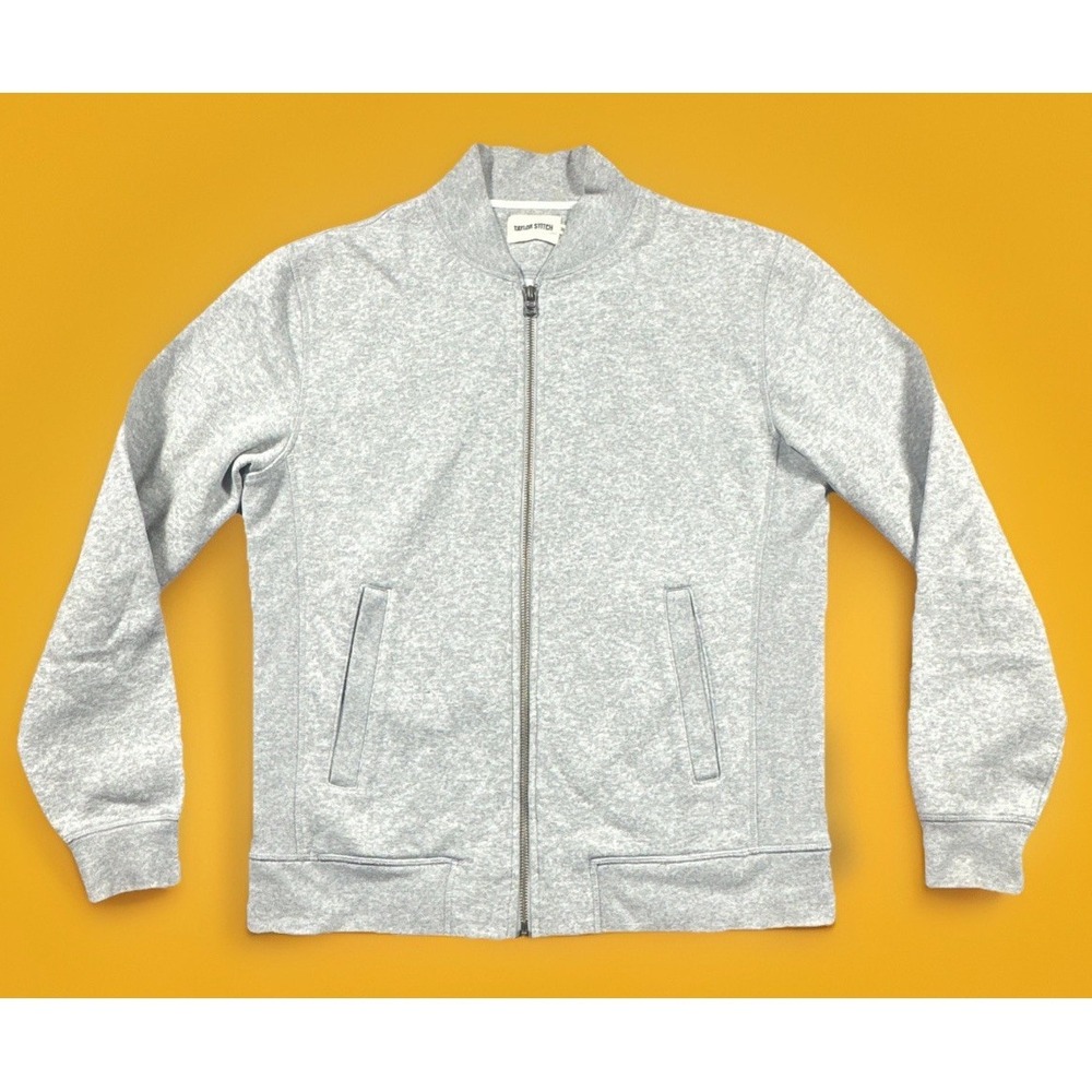 Taylor Stitch Mens 38 Gray Bomber Varsity Sweater Track Jacket